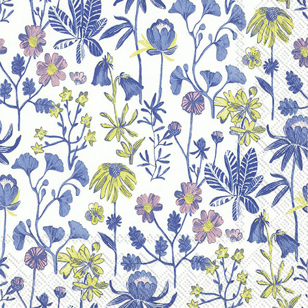 SUMMER "ALVA" Blue Purple Flowers IHR Paper Lunch Napkins 33 cm sq 3 ply 20 pack