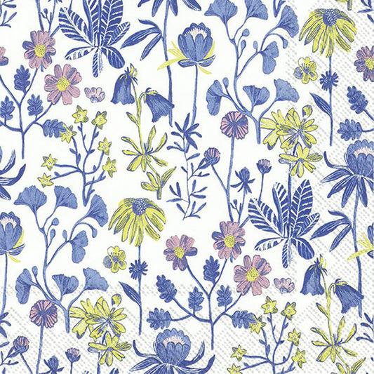 SUMMER "ALVA" Blue Purple Flowers IHR Paper Lunch Napkins 33 cm sq 3 ply 20 pack