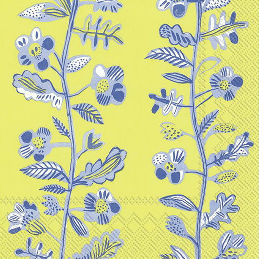 SUMMER "ANNICA" Lime Blue Flowers IHR Paper Lunch Napkins 33 cm sq 3 ply 20 pack