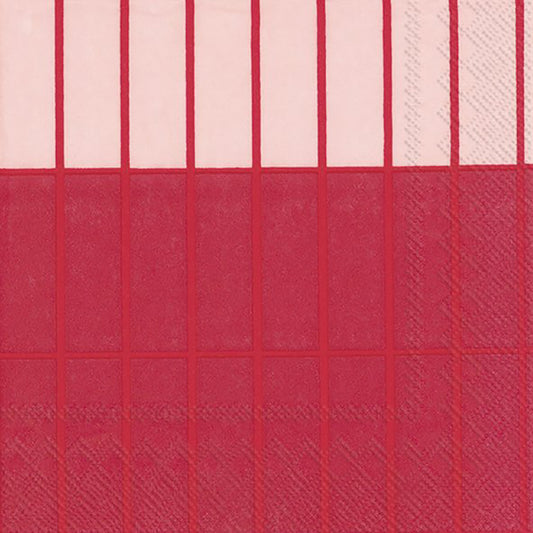 Marimekko Tiiliskivi Raita, red IHR Paper Lunch Napkins 33 cm sq 3 ply 20 pack