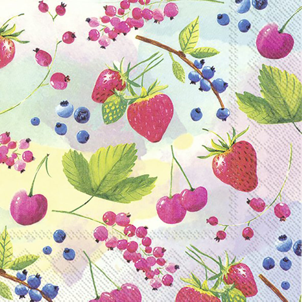 SORBET Multicoloured Berries IHR Paper Lunch Napkins 33 cm sq 3 ply 20 pack