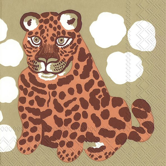 Marimekko Kaksoset Brown Leopard IHR Paper Lunch Napkins 33 cm sq 3 ply 20 pack