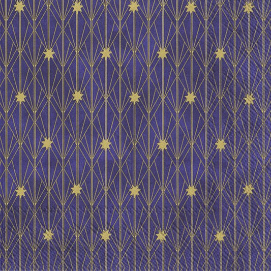 Artdeco Little Stars Violet Gold IHR Paper Lunch Napkins 33 cm sq 3 ply 20 pack