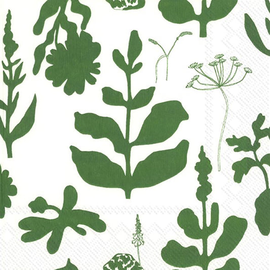 Marimekko ELOKUUN VORJOT Green Leaves IHR Paper Lunch Napkins 33 cm sq 3 ply 20 pack