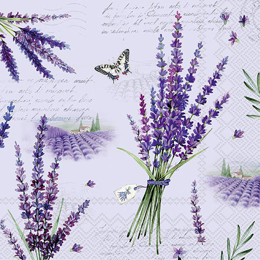 VIOLA Purple Lavender Butterfly IHR Paper Lunch Napkins 33 cm sq 3 ply 20 pack