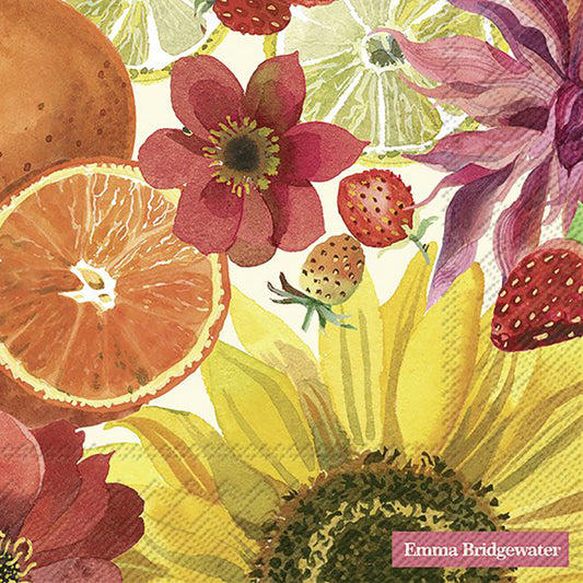 Emma Bridgewater FRUITS AND FLOWERS cream IHR Paper Lunch Napkins 33 cm sq 3 ply 20 pack