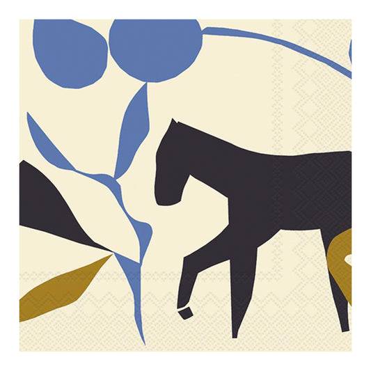 Marimekko Laidunm Horse Cream IHR Paper Lunch Napkins 33 cm sq 3 ply 20 pack