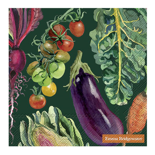 Emma Bridgewater Vegetable Garden Dark Green IHR Paper Lunch Napkins 33 cm sq 3 ply 20 pack