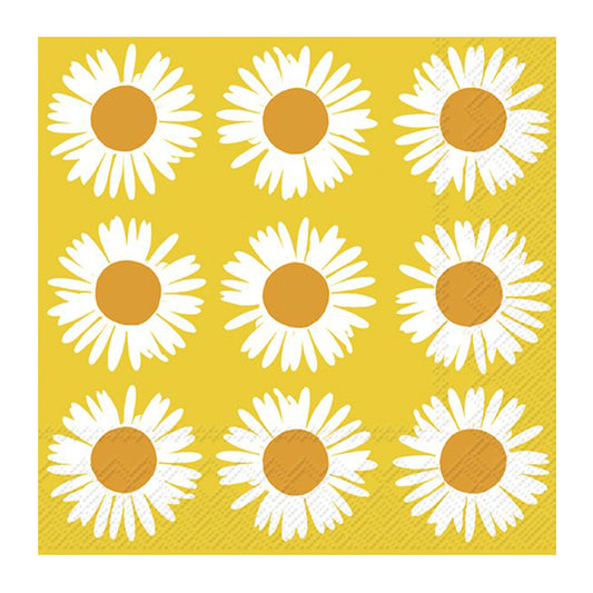 Marimekko Auringonkukka Orange Yellow Daisy Flower IHR Paper Lunch Napkins 33 cm sq 3 ply 20 pack