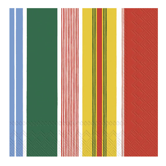 Marimekko Paraati Yellow Red Stripe  IHR Paper Lunch Napkins 33 cm sq 3 ply 20 pack