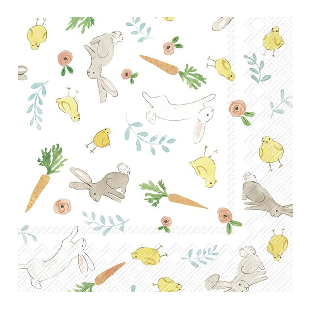 Gnomny Allover Easter Bunnes Chicks and Carrots IHR Paper Lunch Napkins 33 cm sq 3 ply 20 pack