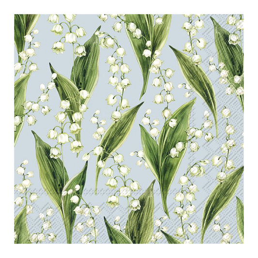 Mayflower Field Light Blue Lily of the Valley  IHR Paper Lunch Napkins 33 cm sq 3 ply 20 pack