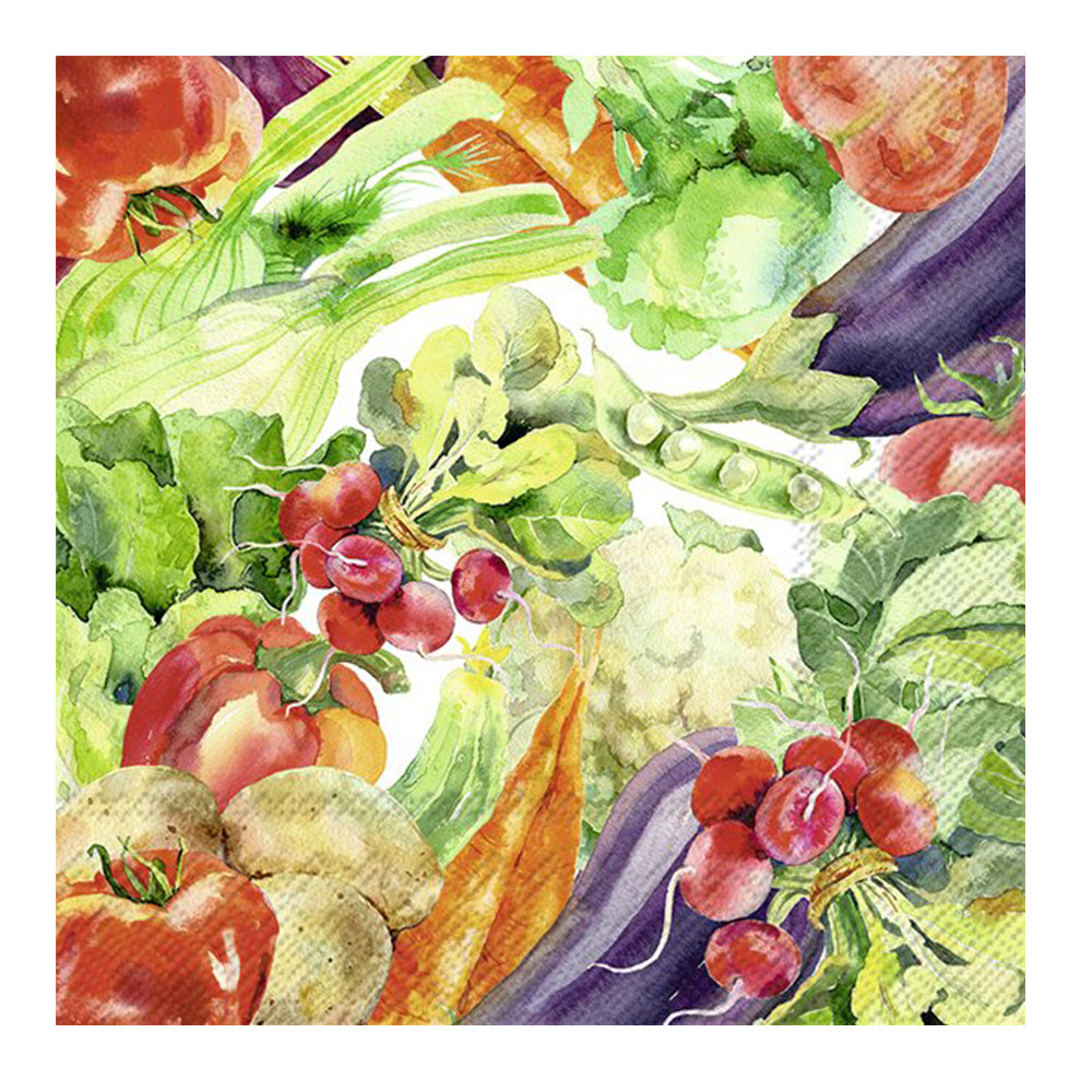 Veggies Vegetables IHR Paper Lunch Napkins 33 cm sq 3 ply 20 pack