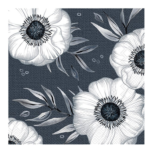 Holly Flower Blue IHR Paper Lunch Napkins 33 cm sq 3 ply 20 pack