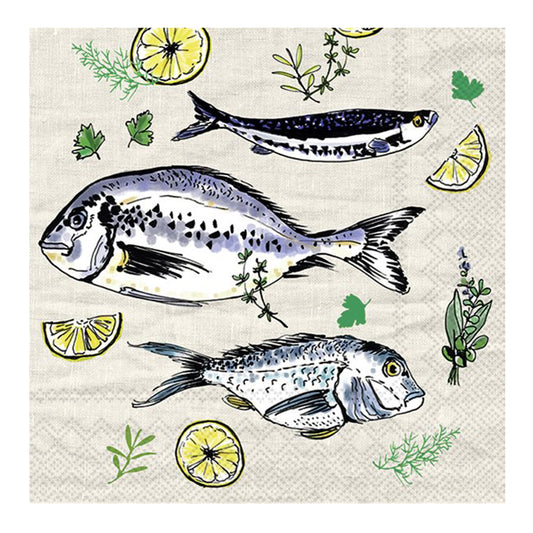 Fischliebe Fish linen IHR Paper Lunch Napkins 33 cm sq 3 ply 20 pack