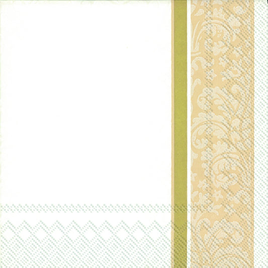 Maison Blanche Velvet Gold White Pattern IHR Paper Lunch Napkins 33 cm sq 3 ply 20 pack