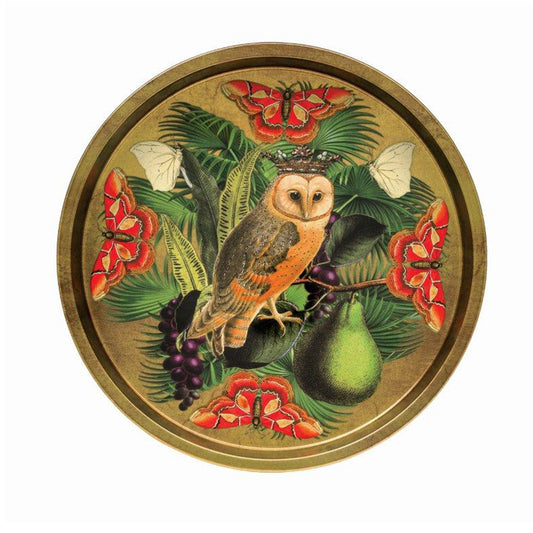 Madame Treacle Whimsical Garden Owl and Moths Deepwell Tray 300 (d) mm