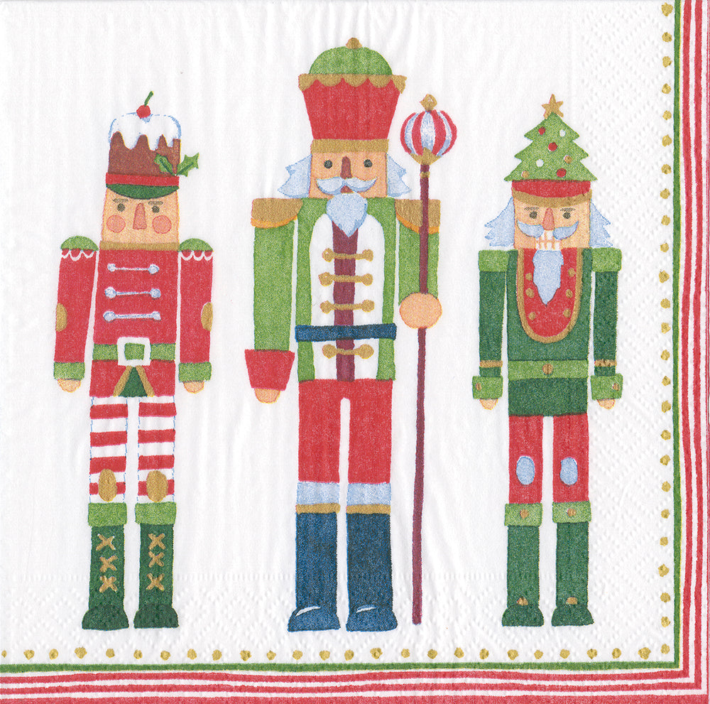 March of the Nutcrackers Christmas Caspari Paper Cocktail Napkins 25 cm square 3 ply 20 pack
