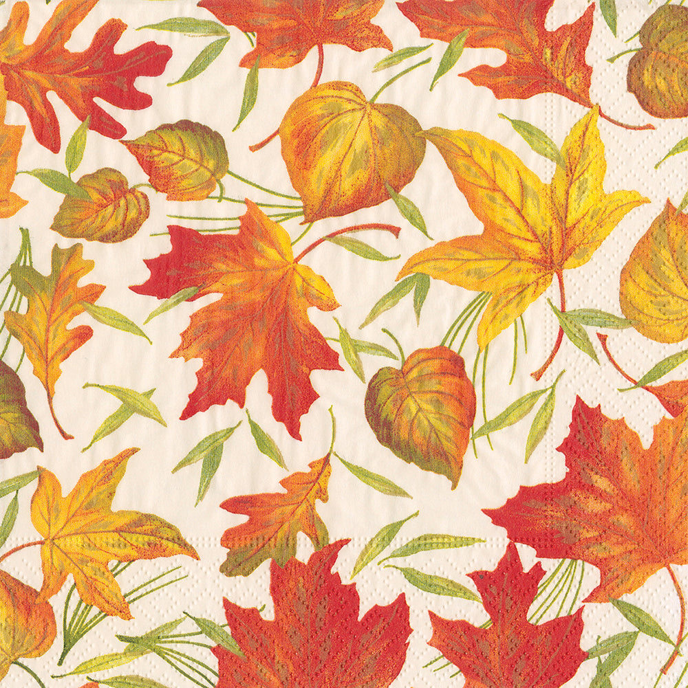 Woodland Leaves by Pamela Gladding Autumn Caspari Paper Cocktail Napkins 25 cm square 3 ply 20 pack
