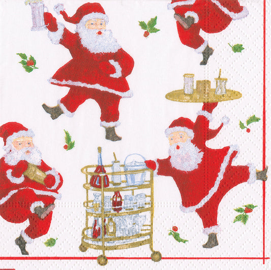 Cocktails with Santas by Robert Dohar Christmas Caspari Paper Cocktail Napkins 25 cm square 3 ply 20 pack