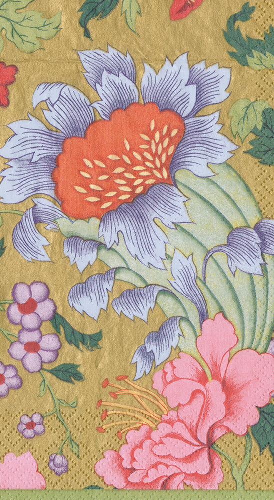 Gold Chinese Silk Floral Caspari Paper Guest Towels 32 x 39 cm 15 pack