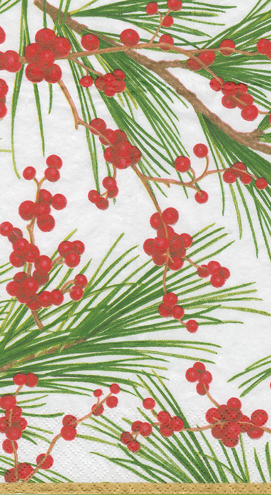 Berries & Pine Caspari Paper Guest Towels 32 x 39 cm 15 pack