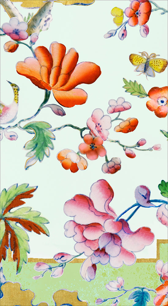 Celadon Summer Palace Floral Caspari Paper Guest Towels 32 x 39 cm 15 pack