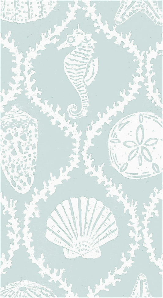Aqua Seychelles Shells Caspari Paper Guest Towels 32 x 39 cm 15 pack