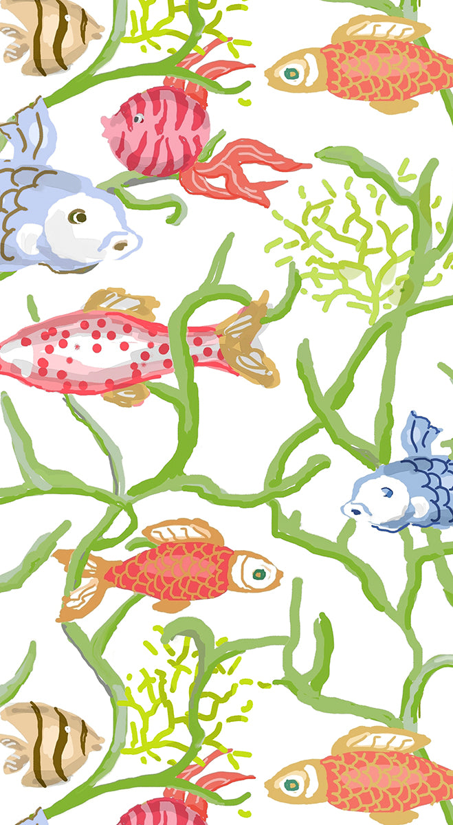 White Tropical Reef Fish Caspari Paper Guest Towels 32 x 39 cm 15 pack