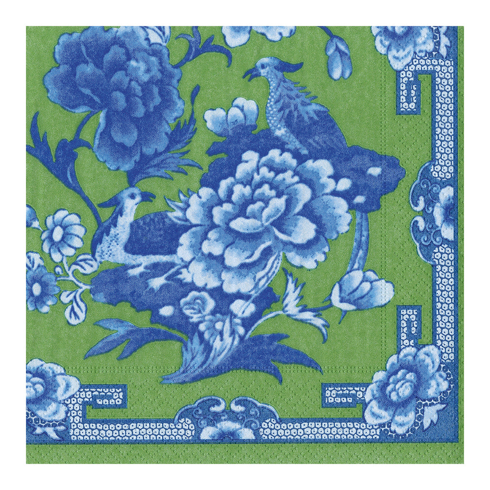 Green and Blue Plate Caspari Paper Lunch Napkins 33 cm sq 3 ply 20 pack