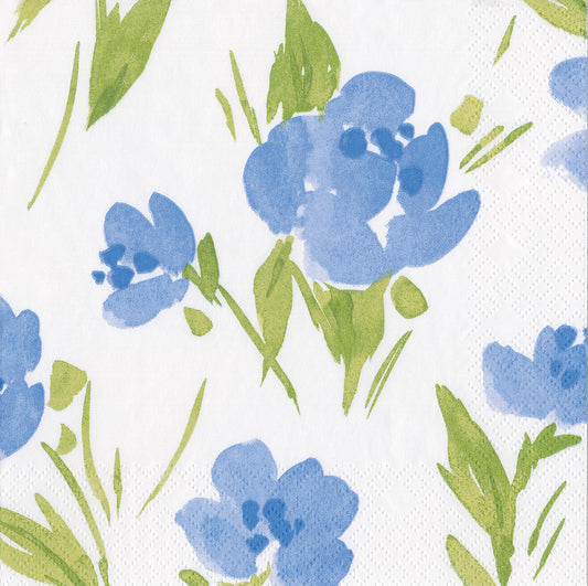 Blue Garden Party Flowers Caspari Paper Lunch Napkins 33 cm sq 3 ply 20 pack