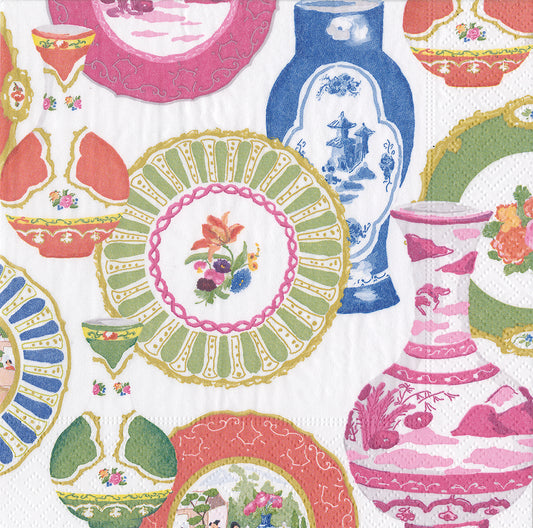 Meissen by Dana Gibson Multicoloured Pottery Caspari Paper Lunch Napkins 33 cm sq 3 ply 20 pack