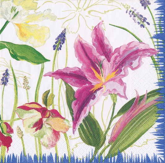 Isabelles Garden Multicoloured Flowers Caspari Paper Lunch Napkins 33 cm sq 3 ply 20 pack