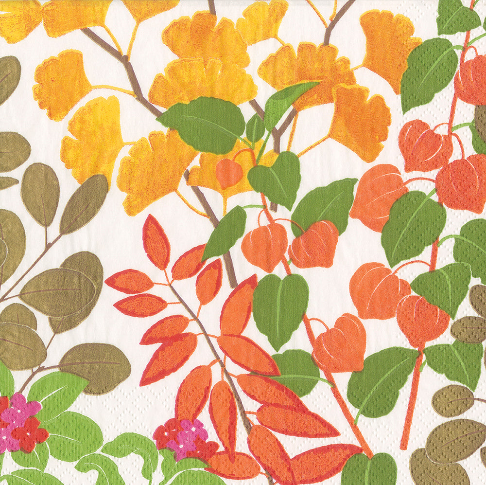 Autumn Orange Yellow Leaves Caspari Paper Lunch Napkins 33 cm sq 3 ply 20 pack