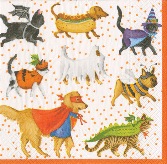 Pets in Costume Dogs Cats Halloween by Ingrid Slyder Caspari Paper Lunch Napkins 33 cm sq 3 ply 20 pack