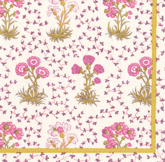 Pink Semis De Fleurs Flowers Caspari Paper Lunch Napkins 33 cm sq 3 ply 20 pack