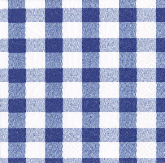 Blue Gingham Check Caspari Paper Lunch Napkins 33 cm sq 3 ply 20 pack