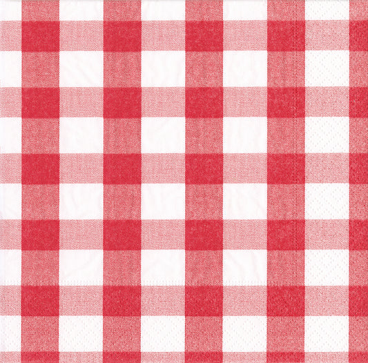 Red Gingham Check Caspari Paper Lunch Napkins 33 cm sq 3 ply 20 pack