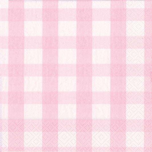 Pink Gingham Check Caspari Paper Lunch Napkins 33 cm sq 3 ply 20 pack