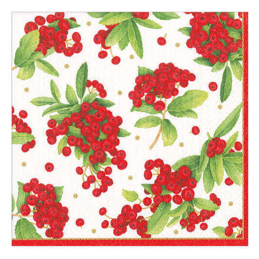 Christmas Berry Red Caspari Paper Lunch Napkins 33 cm sq 3 ply 20 pack