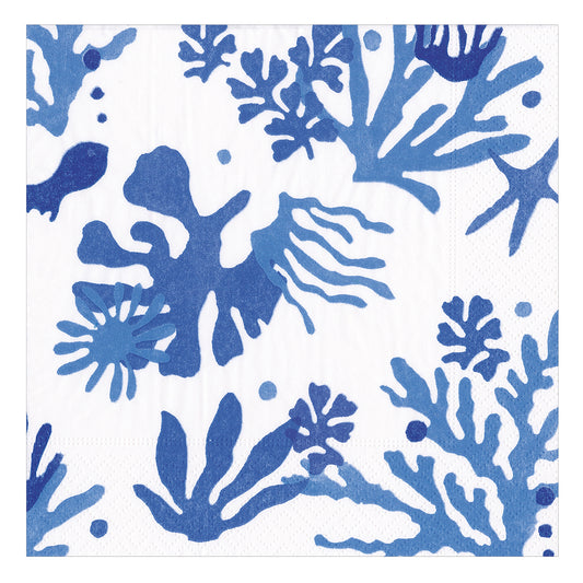 Matisse Coral Blue Caspari Paper Lunch Napkins 33 cm sq 3 ply 20 pack