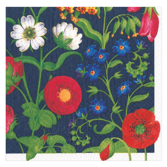 Cloisters Garden The Met Navy Floral Caspari Paper Lunch Napkins 33 cm sq 3 ply 20 pack