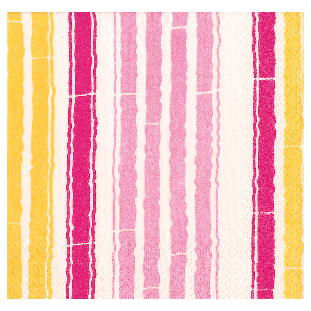 Bamboo Stripe Fuchsia Pink Caspari Paper Lunch Napkins 33 cm sq 3 ply 20 pack