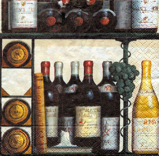 The Wine Cellar Bottles Caspari Paper Lunch Napkins 33 cm sq 3 ply 20 pack