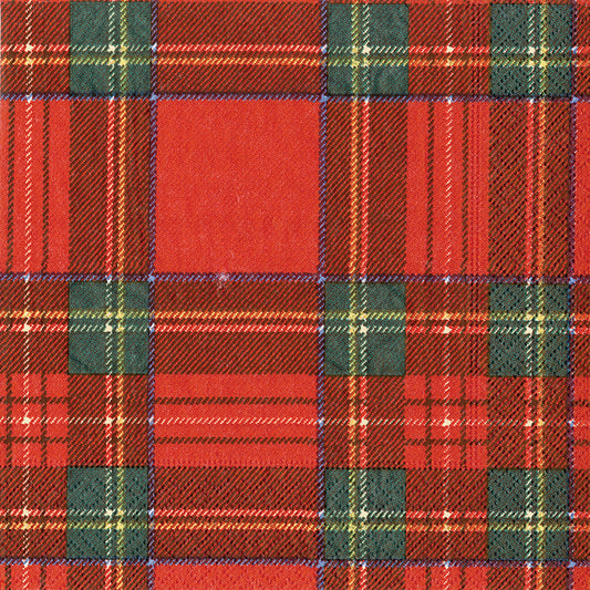 Royal Plaid Red Green Tartan Caspari Paper Lunch Napkins 33 cm sq 3 ply 20 pack