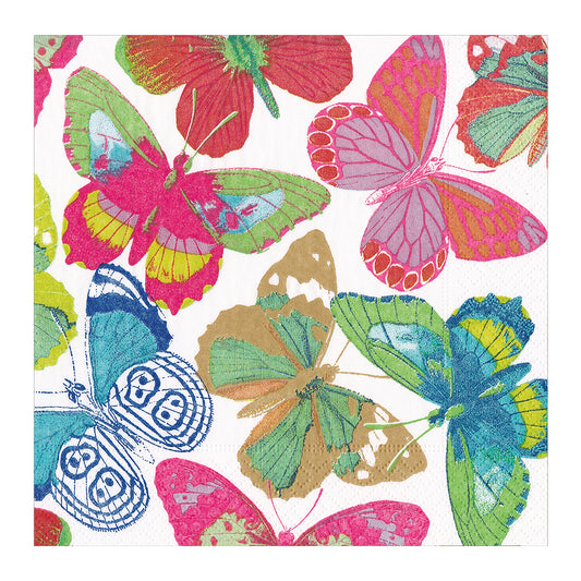 Butterflies Bright Caspari Paper Lunch Napkins 33 cm sq 3 ply 20 pack