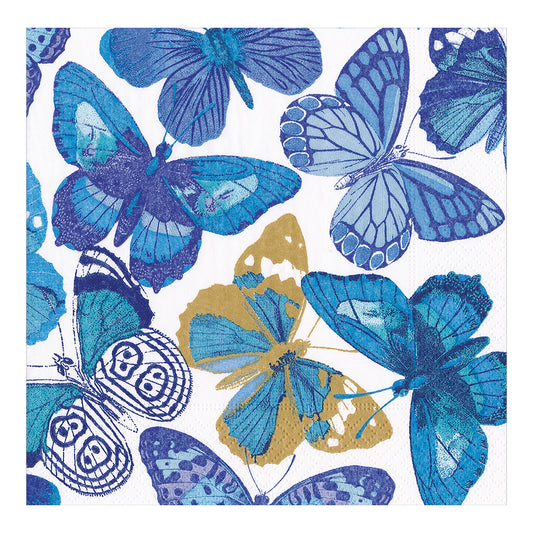 Butterflies Blue Caspari Paper Lunch Napkins 33 cm sq 3 ply 20 pack