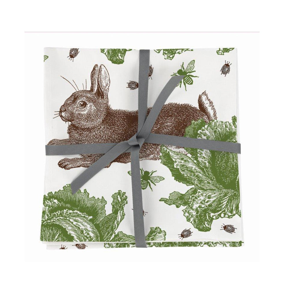 Thornback & Peel - Rabbit & Cabbage. Set of 4 Napkins 450 x 450mm Cotton