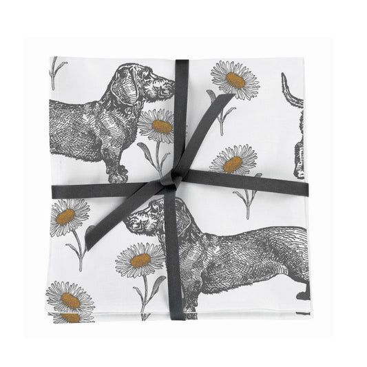 Thornback & Peel - Dog & Daisy Napkin. Set of 4 Napkins 450 x 450mm Cotton