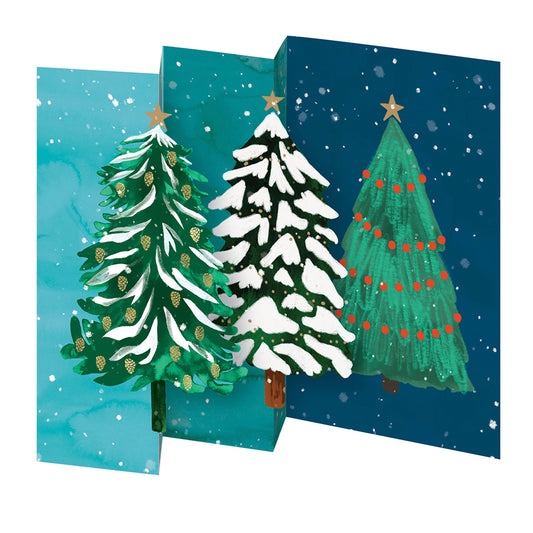 Christmas Conifers Tri fold Christmas Card 5 pack 90 x 140 mm + env Roger la Borde